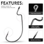 Fishing Hooks for Bass Fishing - 50pcs EWG Offset Worm Hook Texas Rig Hooks for Freshwater Saltwater Size 1/0 2/0 3/0 4/0 5/0 - Soft Lures Worms Plastics Bait Fishing Hook with Tackle Box