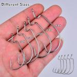 Fishing Hooks for Bass Fishing - 50pcs EWG Offset Worm Hook Texas Rig Hooks for Freshwater Saltwater Size 1/0 2/0 3/0 4/0 5/0 - Soft Lures Worms Plastics Bait Fishing Hook with Tackle Box
