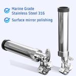 Fishing Rod Holder for Boat, 316 Stainless Steel Tournament Style Fishing Rod Holder Clamp on 1" Rail, 360 Adjustable Fishing Pole Holder (2 Pack)