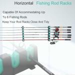Fishing Rod Rack Holders Wall-Mounted Fishing Pole Holder & Rack, Fishing Pole Holders for Garage & Boat 6-Rod Storage Racks(Horizontal Green, 1 Pair)