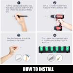 Fishing Rod Rack Holders Wall-Mounted Fishing Pole Holder & Rack, Fishing Pole Holders for Garage & Boat 6-Rod Storage Racks(Horizontal Green, 1 Pair)