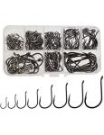 Beoccudo Fishing Hooks Freshwater Saltwater Fishing Gear Fishing Tackle Large Size Set, Worm Soft Bait Jig Fishhooks, Size 22 20 18 16 14 12 10 6