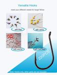 Beoccudo Fishing Hooks Freshwater Saltwater Fishing Gear Fishing Tackle Large Size Set, Worm Soft Bait Jig Fishhooks, Size 22 20 18 16 14 12 10 6
