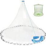 Yeahmart Handmade American Saltwater Fishing Cast Net with Heavy Duty Real Zinc Sinker Weights for Bait Trap Fish 3Ft Radius, 3/8 Inch Mesh Size