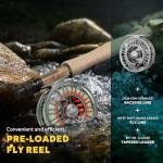 SF SF-003 Pro Fly Fishing Reel for Freshwater - CNC Machined, Mid Arbor Design, Smooth Drag System, Lightweight Aluminum Body - 5/6wt, Matte Gunmetal Gray,Pre-Loaded Moss Green Fly Line Kit