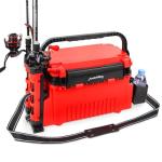 MadBite By KastKing RigHub Portable Tackle Storage Box, Adjustable Rod Holder, Cup Holder, Removable Dividers, Ideal for Fishing Lures and Gear Storage, Kayak Fishing, Ice Fishing