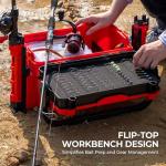 MadBite By KastKing RigHub Portable Tackle Storage Box, Adjustable Rod Holder, Cup Holder, Removable Dividers, Ideal for Fishing Lures and Gear Storage, Kayak Fishing, Ice Fishing