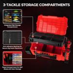 MadBite By KastKing RigHub Portable Tackle Storage Box, Adjustable Rod Holder, Cup Holder, Removable Dividers, Ideal for Fishing Lures and Gear Storage, Kayak Fishing, Ice Fishing