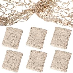 Shappy 6 Pack Natural Fish Net Decorative Cotton Fishnet Decor for Pirate Party, Mermaid Nautical Hawaii Luau Ocean Themed Wall Hanging Beach Bash Decoration Supplies (Beige)
