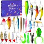 Fishing Lure Advent Calendar 2025 24 Days of Fishing Bait Christmas Advent Calendar 2025 Fishing Gift for Fishermen Adult Teen Boys Mystery Tackle Box Surprise Countdown