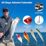 Fishing Lure Advent Calendar 2025 24 Days of Fishing Bait Christmas Advent Calendar 2025 Fishing Gift for Fishermen Adult Teen Boys Mystery Tackle Box Surprise Countdown