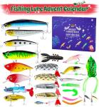 Fishing Lure Advent Calendar 2025 24 Days of Fishing Bait Christmas Advent Calendar 2025 Fishing Gift for Fishermen Adult Teen Boys Mystery Tackle Box Surprise Countdown