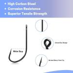 Natufish 50Pcs High Carbon Steel Fishing Hooks - Corrosion Resistant for Saltwater & Freshwater Fishing, Long Shank Straight Point Catfish Hooks and Versatile Fish Hook (8#_50pcs)