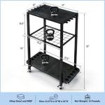 TC-HOMENY Fishing Rod Holder for Garage, Fishing Pole Rack Cart 10 Rod Fit All Fishing Rods, 3 Tier Fishing Tackle Storage Organizer Rack with Storage Bag, Fit For Living Room, Black