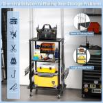 TC-HOMENY Fishing Rod Holder for Garage, Fishing Pole Rack Cart 10 Rod Fit All Fishing Rods, 3 Tier Fishing Tackle Storage Organizer Rack with Storage Bag, Fit For Living Room, Black