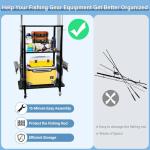 TC-HOMENY Fishing Rod Holder for Garage, Fishing Pole Rack Cart 10 Rod Fit All Fishing Rods, 3 Tier Fishing Tackle Storage Organizer Rack with Storage Bag, Fit For Living Room, Black