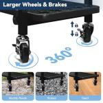 TC-HOMENY Fishing Rod Holder for Garage, Fishing Pole Rack Cart 10 Rod Fit All Fishing Rods, 3 Tier Fishing Tackle Storage Organizer Rack with Storage Bag, Fit For Living Room, Black