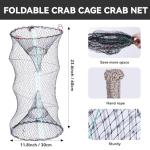 3 Pcs Foldable Fishing Net Accessories :Fishing Cast Net with Heavy Duty Real Zinc Sinker Weights丨 Fishing Landing Net with Telescoping Pole Handle 丨Crab Crayfish Shrimp Crab Trap