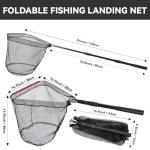 3 Pcs Foldable Fishing Net Accessories :Fishing Cast Net with Heavy Duty Real Zinc Sinker Weights丨 Fishing Landing Net with Telescoping Pole Handle 丨Crab Crayfish Shrimp Crab Trap