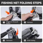 3 Pcs Foldable Fishing Net Accessories :Fishing Cast Net with Heavy Duty Real Zinc Sinker Weights丨 Fishing Landing Net with Telescoping Pole Handle 丨Crab Crayfish Shrimp Crab Trap