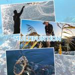 3 Pcs Foldable Fishing Net Accessories :Fishing Cast Net with Heavy Duty Real Zinc Sinker Weights丨 Fishing Landing Net with Telescoping Pole Handle 丨Crab Crayfish Shrimp Crab Trap