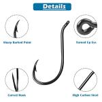 Black Octopus Fishing Hooks, 100pcs Catfish Circle Hooks, High Carbon Steel, Long Shank, Freshwater Saltwater, Size 4/0