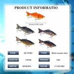 Robotic Fishing Lure, 3D Swimming Bait for Freshwater & Saltwater, Lifelike Fishing Lures, Fishing Gear Attracts Fishing Lures Walleye Trout Bass for Beginners, Amateurs and Professionals (5PCS)