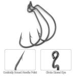 Dr.Fish 100 Pack EWG Hooks Bass Fishing Worm Hooks Extra Wide Gap Freshwater Fishing Carolina/Texas Rig #4