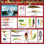 2025 Fishing Advent Calendar Christmas Countdown – 24+1 Lures Set with Mystery Surprise – Fishing Gift for Adults,Men, Boys, Teen and Fishermen