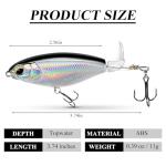 Top Water Bass Fishing Lures - Floating Baits with 360° Rotating Tail for Freshwater & Saltwater