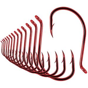Octopus-Hook-Fishing-Beak-Circle-Hooks-Freshwater-Red-Black-100-50 Pack (1-Red, Size:6 100-Pack)