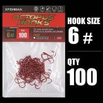 Octopus-Hook-Fishing-Beak-Circle-Hooks-Freshwater-Red-Black-100-50 Pack (1-Red, Size:6 100-Pack)