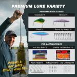 Ghosthorn Fishing Backpack with Tackle Boxes, Fish Pliers, Fish Lip Gripper, Lures, Waterproof Tackle Bag with Rod Holder, Fishing Gear Sling Bag Gift For Men Women Anglers (Black)