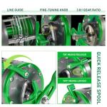 Sougayilang Conventional Level Wind Fishing Reel,Inshore Surf Trolling Reel for Catfish, Musky, Bass for Freshwater Saltwater Left Hand-Green