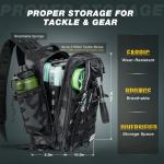 Ghosthorn Fishing Backpack with Tackle Boxes, Fish Pliers, Fish Lip Gripper, Lures, Waterproof Tackle Bag with Rod Holder, Fishing Gear Sling Bag Gift For Men Women Anglers (Black)