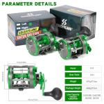 Sougayilang Conventional Level Wind Fishing Reel,Inshore Surf Trolling Reel for Catfish, Musky, Bass for Freshwater Saltwater Left Hand-Green