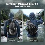 Ghosthorn Fishing Backpack with Tackle Boxes, Fish Pliers, Fish Lip Gripper, Lures, Waterproof Tackle Bag with Rod Holder, Fishing Gear Sling Bag Gift For Men Women Anglers (Black)