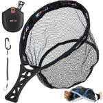 MYSOAS Fly Fishing Net – Collapsible Foldable Tenkara Landing Net for Trout & Backpacking, Ultralight Compact Hiking Fishing Net with Rubber Coated Mesh for Catch & Release