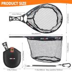 MYSOAS Fly Fishing Net – Collapsible Foldable Tenkara Landing Net for Trout & Backpacking, Ultralight Compact Hiking Fishing Net with Rubber Coated Mesh for Catch & Release