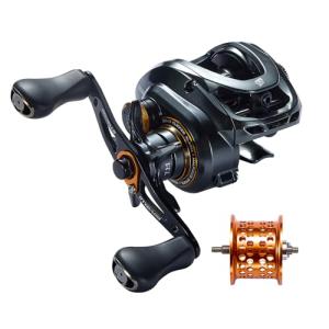DOVIELLO GKA200 Baitcasting Fishing Reel - 7.1:1 High-Speed Gear Ratio, 20LB Carbon Drag, 5 Magnet Braking System, Low Profile Design - Right Hand Orange Reel Dual spools