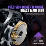 DOVIELLO GKA200 Baitcasting Fishing Reel - 7.1:1 High-Speed Gear Ratio, 20LB Carbon Drag, 5 Magnet Braking System, Low Profile Design - Right Hand Orange Reel Dual spools