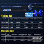 Sougayilang Fishing Rod Combo, 2-Piece Trolling Fishing Reel Combo with 3.8:1 Gear Ratio & 3+1 Bearings, Aluminum Reel Seat for Saltwater/Big Game Fish- 7'0"- Right Handed