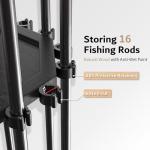 XIGOO Fishing Rod Holder Wood, Holds Up to 16 Rods or Combos, 360° Spinning Fishing Pole Holder for Garage, Fishing Gear Storage Organization, Fishing Accessories, Ideal Fishing Buddy Gift