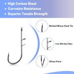 Natufish Live Shrimp Hooks - Shrimp Walker, Steel Fishing Hooks, Ideal for Catfish & Bass in Freshwater & Saltwater