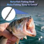 Natufish Baitholder Fishing Hooks 50Pcs Bait Holder Hooks Offset/Double Barbed/Long Shank/Down Eye for Soft Live Baits Saltwater(Size 2/0)