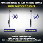 LURELINK-Inline-Circle-Hooks-Saltwater-for-Catfish-Bass-Octopus-Hooks-Fishing-Hook-Freshwater 50 Pack (2/0 50-Pack, Black)