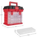 Portable Tool Box - Small Parts Organizer with Drawers and Customizable Compartments for Hardware, Fishing Tackle, Beads, or Crafts by Stalwart (Red)