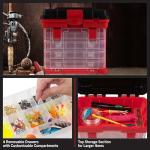 Portable Tool Box - Small Parts Organizer with Drawers and Customizable Compartments for Hardware, Fishing Tackle, Beads, or Crafts by Stalwart (Red)