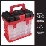 Portable Tool Box - Small Parts Organizer with Drawers and Customizable Compartments for Hardware, Fishing Tackle, Beads, or Crafts by Stalwart (Red)