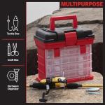 Portable Tool Box - Small Parts Organizer with Drawers and Customizable Compartments for Hardware, Fishing Tackle, Beads, or Crafts by Stalwart (Red)